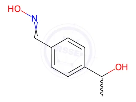 Chemical structure of Benzaldehyde, 4-(1-hydroxyethyl)-, oxime (9CI)