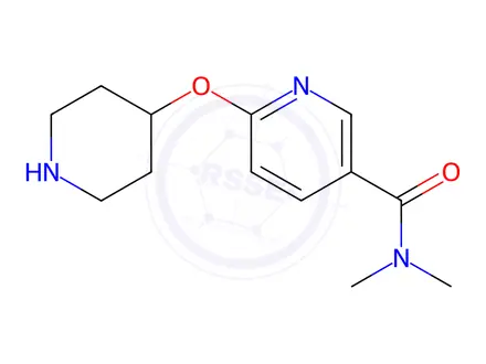 Chemical structure of N,N-dimethyl-6-(piperidin-4-yloxy)pyridine-3-carboxamide dihydrochloride