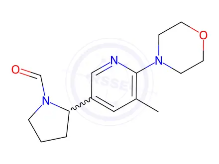 Chemical structure of 2-(5-Methyl-6-morpholinopyridin-3-yl)pyrrolidine-1-carbaldehyde