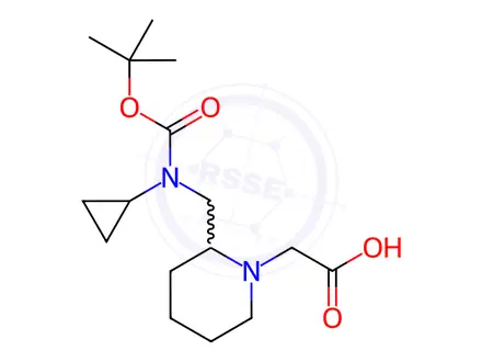 Chemical structure of {2-[(tert-Butoxycarbonyl-cyclopropyl-amino)-methyl]-pyrrolidin-1-yl}-acetic acid