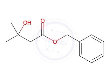 Chemical structure of Butanoic acid, 3-hydroxy-3-methyl-, phenylmethyl ester