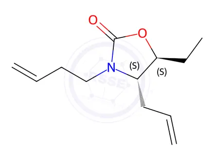 Chemical structure of 2-Oxazolidinone,3-(3-butenyl)-5-ethyl-4-(2-propenyl)-,(4S,5S)-(9CI)