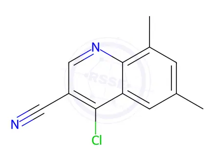 Chemical structure of 4-chloro-6,8-dimethylquinoline-3-carbonitrile