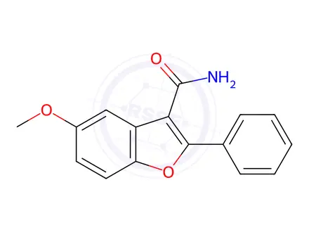 Chemical structure of 5-methoxy-2-phenylbenzofuran-3-carboxamide
