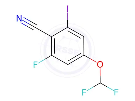 Chemical structure of Benzonitrile, 4-(difluoromethoxy)-2-fluoro-6-iodo-