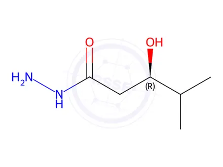 Chemical structure of Pentanoic acid, 3-hydroxy-4-methyl-, hydrazide, (3R)-