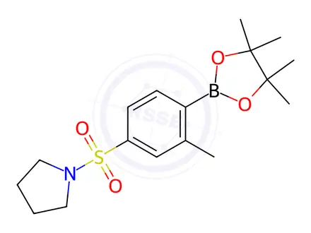Chemical structure of 1-((3-Methyl-4-(4,4,5,5-tetramethyl-1,3,2-dioxaborolan-2-yl)phenyl)sulfonyl)pyrrolidine