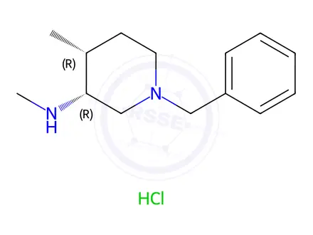 Chemical structure of (4R)-1-Benzyl-N,4-dimethylpiperidin-3-amine hemi((2R,3R)-rel-2,3-bis((4-methylbenzoyl)oxy)succinate)