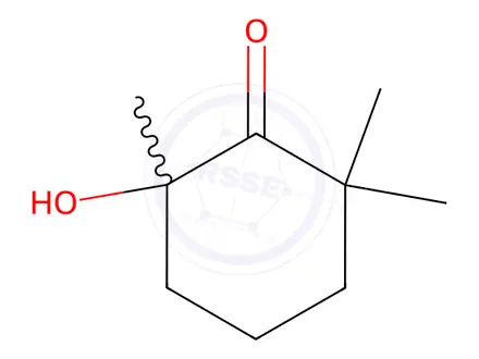 Chemical structure of Cyclohexanone, 2-hydroxy-2,6,6-trimethyl-