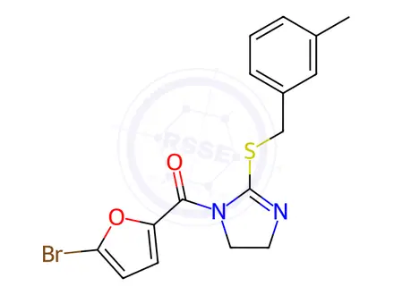 Chemical structure of (5-Bromofuran-2-yl)(2-((3-methylbenzyl)thio)-4,5-dihydro-1H-imidazol-1-yl)methanone