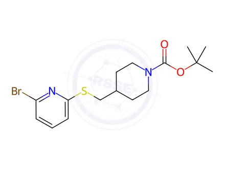 Chemical structure of tert-Butyl 4-(((6-bromopyridin-2-yl)thio)methyl)piperidine-1-carboxylate