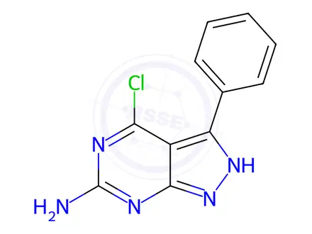 Chemical structure of 4-chloro-3-phenyl-1H-pyrazolo[3,4-d]pyriMidin-6-aMine