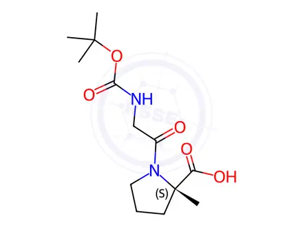 Chemical structure of (S)-1-((tert-Butoxycarbonyl)glycyl)-2-methylpyrrolidine-2-carboxylic Acid