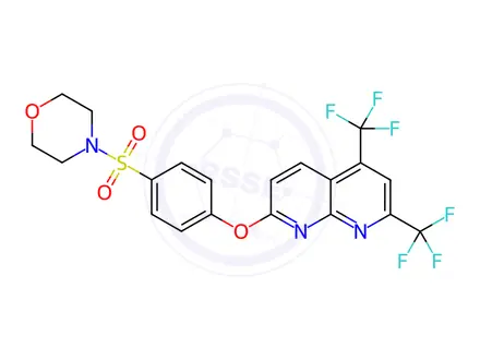 Chemical structure of Morpholine, 4-[[4-[[5,7-bis(trifluoromethyl)-1,8-naphthyridin-2-yl]oxy]phenyl]sulfonyl]-(9CI)