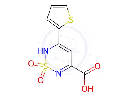 Chemical structure of 1,1-Dioxo-5-(thiophen-2-yl)-2h-1,2,6-thiadiazine-3-carboxylic acid