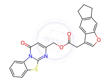 Chemical structure of (4-Oxo-4h-benzo[4,5]thiazolo[3,2-a]pyrimidin-2-yl)methyl 2-(6,7-dihydro-5h-indeno[5,6-b]furan-3-yl)acetate