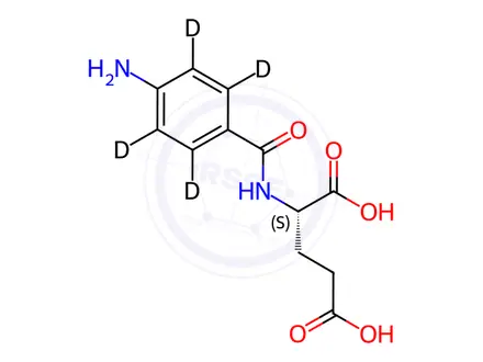 Chemical structure of N-(4-Aminobenzoyl-d4)-L-glutamic Acid