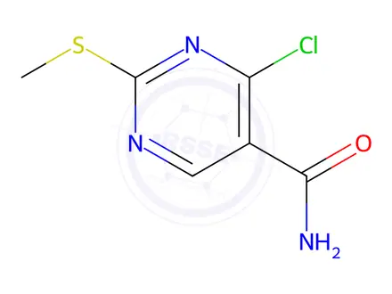 Chemical structure of 4-Chloro-2-(methylthio)pyrimidine-5-carboxamide