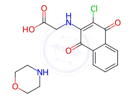 Chemical structure of Glycine, N-(3-chloro-1,4-dihydro-1,4-dioxo-2-naphthalenyl)-, compd. wi th morpholine (1:1)
