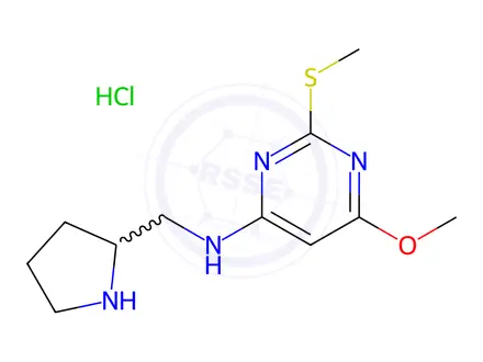 Chemical structure of (6-Methoxy-2-Methylsulfanyl-pyriMidin-4-yl)-pyrrolidin-2-ylMethyl-aMine hydrochloride