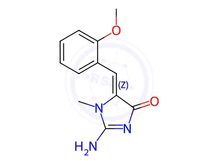 Chemical structure of (5Z)-2-Amino-5-[(2-methoxyphenyl)methylidene]-1-methyl-4,5-dihydro-1H-imidazol-4-one