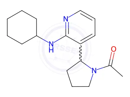 Chemical structure of 1-(2-(2-(Cyclohexylamino)pyridin-3-yl)pyrrolidin-1-yl)ethanone