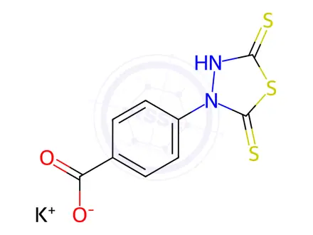 Chemical structure of potassium 4-(2,5-dithioxo-1,3,4-thiadiazolidin-3-yl)benzoate