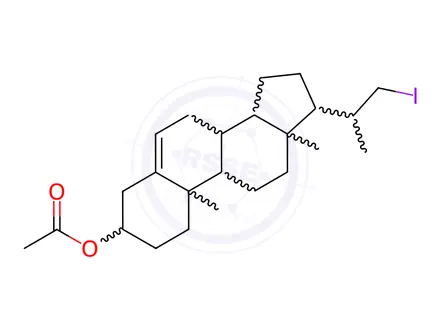 Chemical structure of (3β,20S)-21-Iodo-20-methyl-pregn-3-en-3-ol Acetate