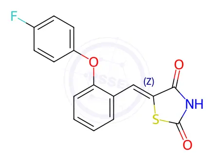 Chemical structure of (5Z)-5-{[2-(4-fluorophenoxy)phenyl]methylidene}-1,3-thiazolidine-2,4-dione