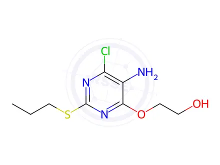 Chemical structure of 2-((5-amino-6-chloro-2-(propylthio)pyrimidin-4-yl)oxy)ethan-1-ol