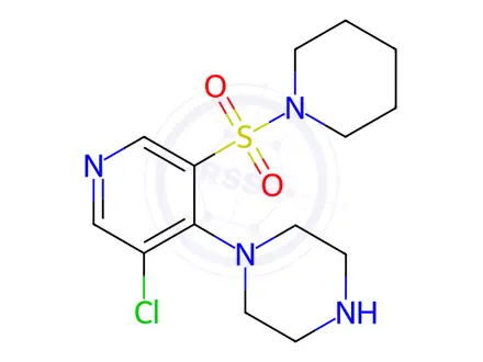 Chemical structure of 1-(3-Chloro-5-(piperidin-1-ylsulfonyl)pyridin-4-yl)piperazine