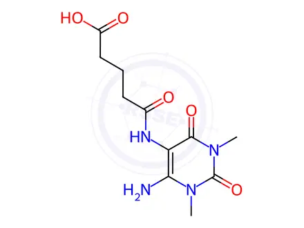 Chemical structure of Pentanoic acid, 5-[(6-amino-1,2,3,4-tetrahydro-1,3-dimethyl-2,4-dioxo-5-pyrimidinyl)amino]-5-oxo-