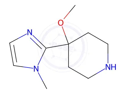 Chemical structure of 4-methoxy-4-(1-methyl-1H-imidazol-2-yl)piperidine dihydrochloride