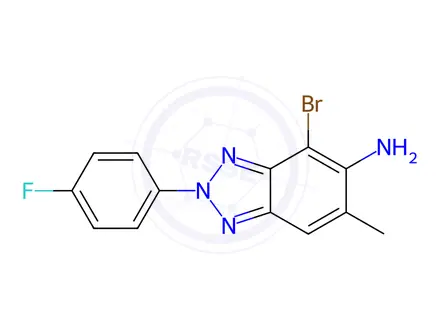 Chemical structure of 4-Bromo-2-(4-fluorophenyl)-6-methyl-2H-benzo[d][1,2,3]triazol-5-amine