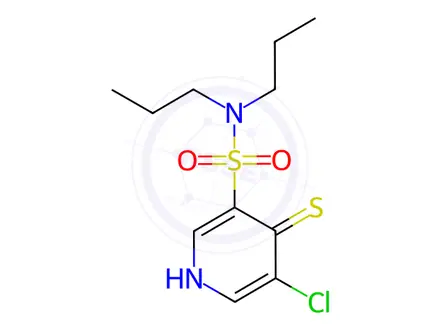 Chemical structure of 5-Chloro-4-mercapto-N,N-dipropylpyridine-3-sulfonamide