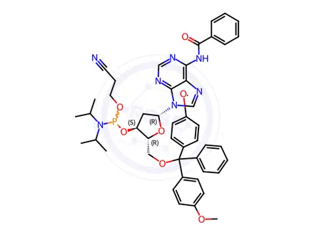 Chemical structure of Phosphoramidites Impurity 1 (DMT-dA(Bz)-CE-Phosphoramidite)