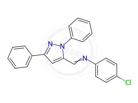 Chemical structure of 4-Chloro-N-((1,3-diphenyl-1H-pyrazol-5-yl)methylene)aniline