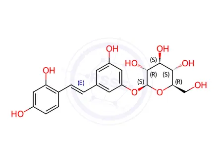 Chemical structure of Resveratrol Impurity 39(Oxyresveratrol 3'-O-β-D-glucopyranoside)