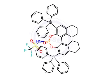 Chemical structure of 1,1,1-Trifluoro-N-[(11bR)-8,9,10,11,12,13,14,15-octahydro-4-oxido-2,6-bis(triphenylsilyl)dinaphtho[2,1-d:1',2'-f][1,3,2]dioxaphosphepin-4-yl]methanesulfonamide