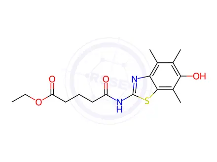 Chemical structure of Pentanoic acid, 5-[(6-hydroxy-4,5,7-trimethyl-2-benzothiazolyl)amino]-5-oxo-, ethyl ester