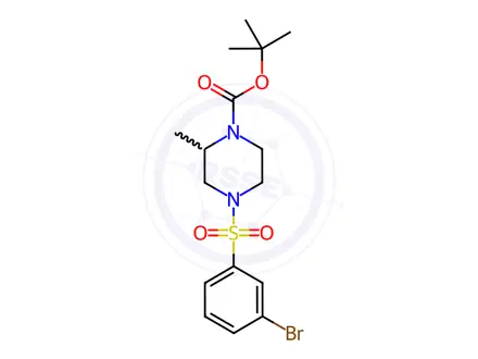 Chemical structure of tert-Butyl 4-((3-bromophenyl)sulfonyl)-2-methylpiperazine-1-carboxylate