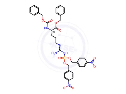 Chemical structure of Nα-Carbobenzyloxy-Nω-bis-p-nitrobenzylphospho-L-arginine benzyl ester