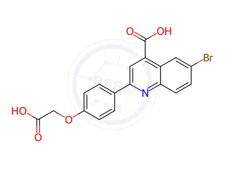 Chemical structure of 4-Quinolinecarboxylic acid, 6-bromo-2-[4-(carboxymethoxy)phenyl]-