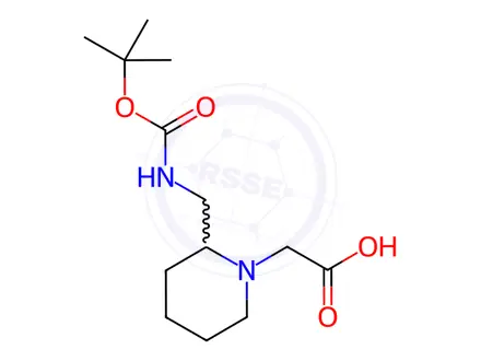 Chemical structure of 2-(2-(((tert-Butoxycarbonyl)amino)methyl)piperidin-1-yl)acetic acid
