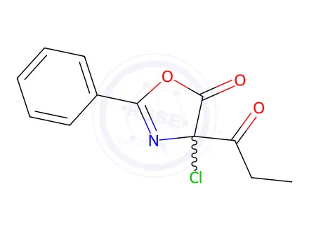 Chemical structure of 4-Chloro-2-phenyl-4-propionyloxazol-5(4H)-one