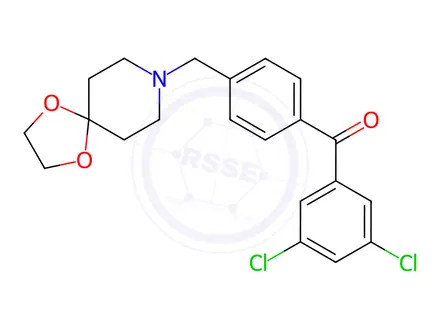Chemical structure of (4-((1,4-Dioxa-8-azaspiro[4.5]Decan-8-yl)methyl)phenyl)(3,5-dichlorophenyl)methanone
