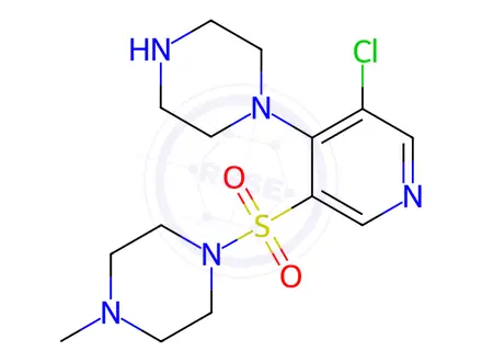 Chemical structure of 1-((5-Chloro-4-(piperazin-1-yl)pyridin-3-yl)sulfonyl)-4-methylpiperazine
