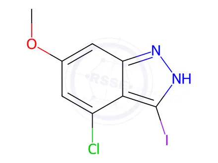 Chemical structure of 4-Chloro-6-methoxy-3-iodo-1H-indazole