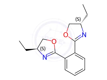 Chemical structure of Oxazole, 2,2′-(1,2-phenylene)bis[4-ethyl-4,5-dihydro-, (4S,4′S)-
