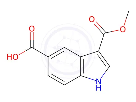 Chemical structure of 3-(Methoxycarbonyl)-1H-indole-5-carboxylic acid